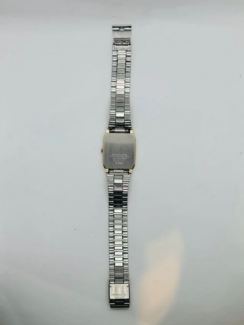Vintage Pulsar Men Quartz Watch Gold Tone 26mm Rectangular Case New Battery Runs